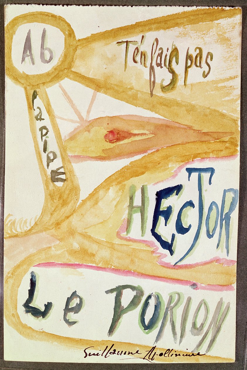 A "Calligrammes" gyűjtemény egyik versének illusztrált változata alkotó: Guillaume Apollinaire