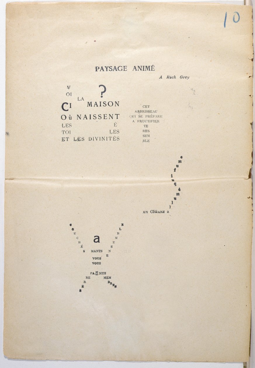 Az 1914-es „Et Moi aussi Je Suis Peintre” oldal lektorált másolata (tintával papíron) alkotó: Guillaume Apollinaire
