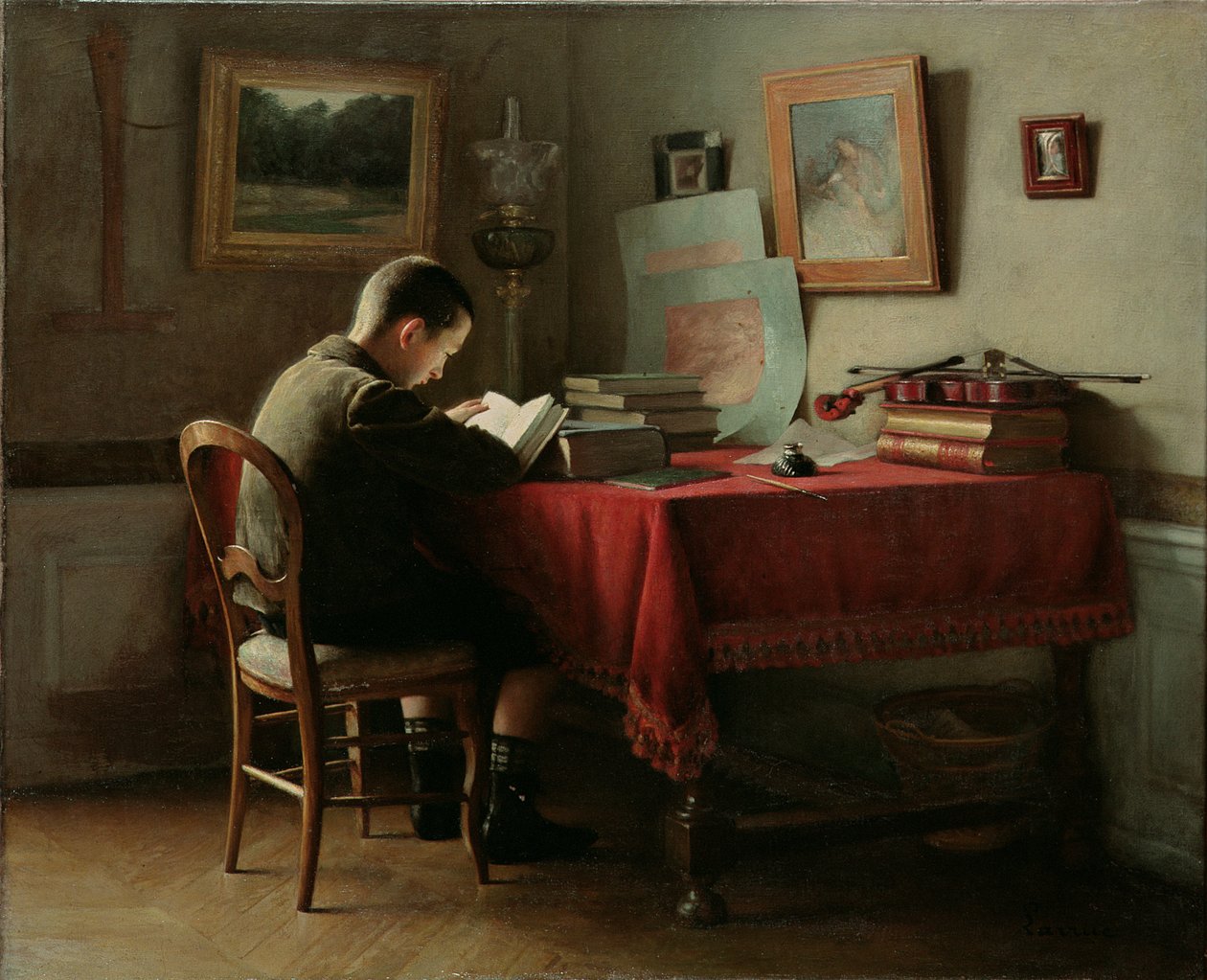 A szorgalmas iskolás fiú alkotó: Guillaume Larrue