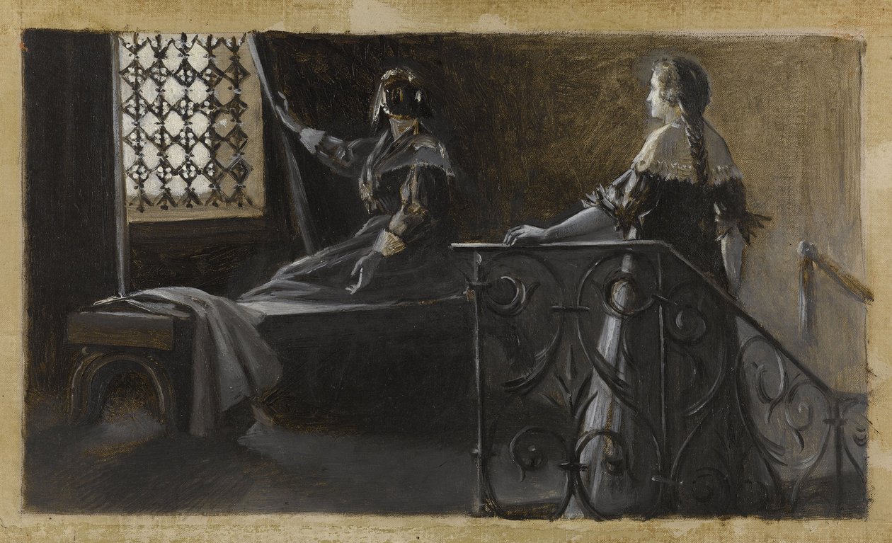 Ethel és a fátyolos nő, 1889 körül (olaj, vászon) alkotó: Guillaume Albert Demarest