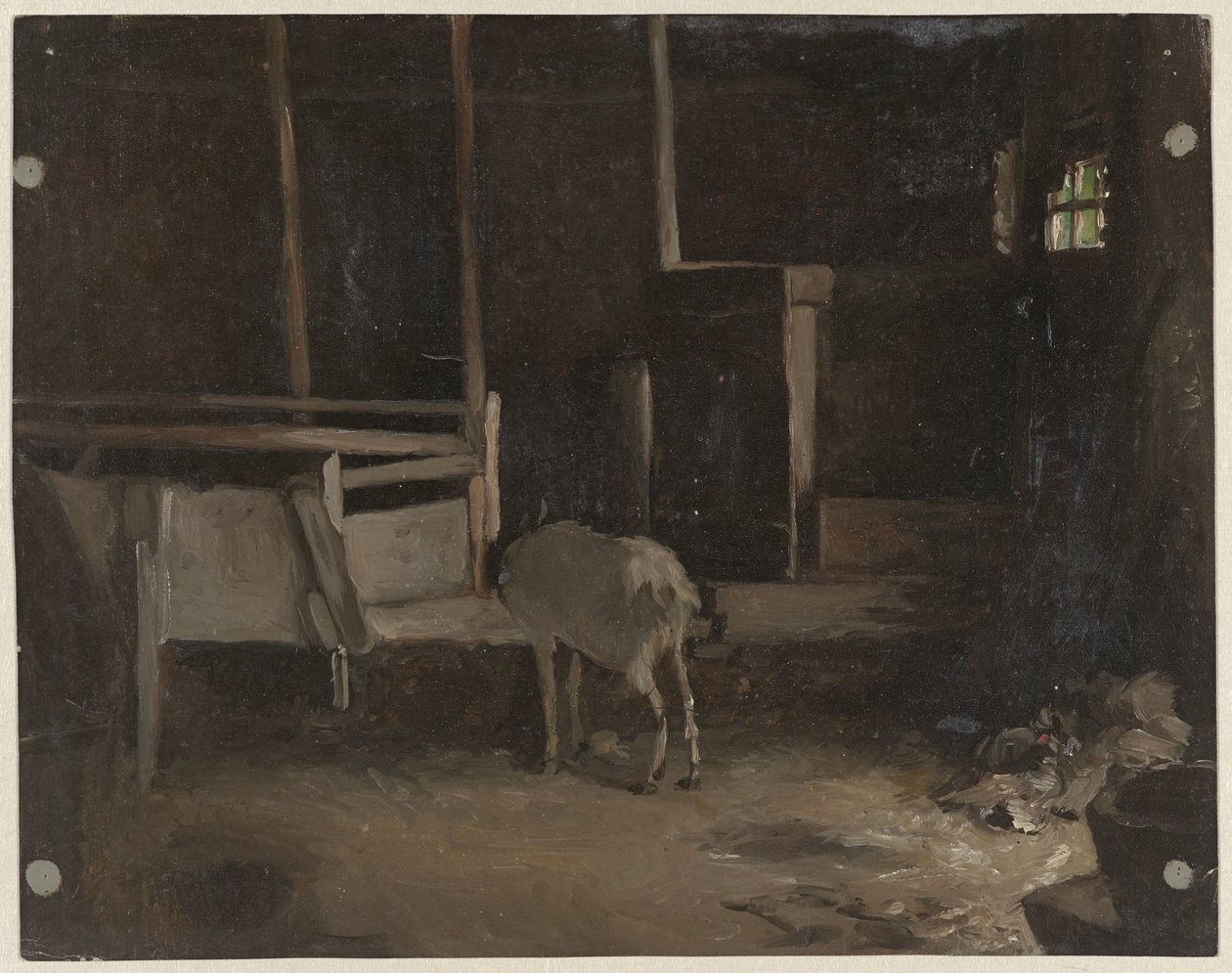 Gyerek egy istállóban alkotó: Guillaume Anne van der Brugghen