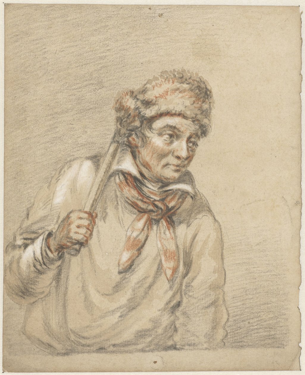 Férfi prémes sapkával a fején alkotó: Guillaume Anne van der Brugghen