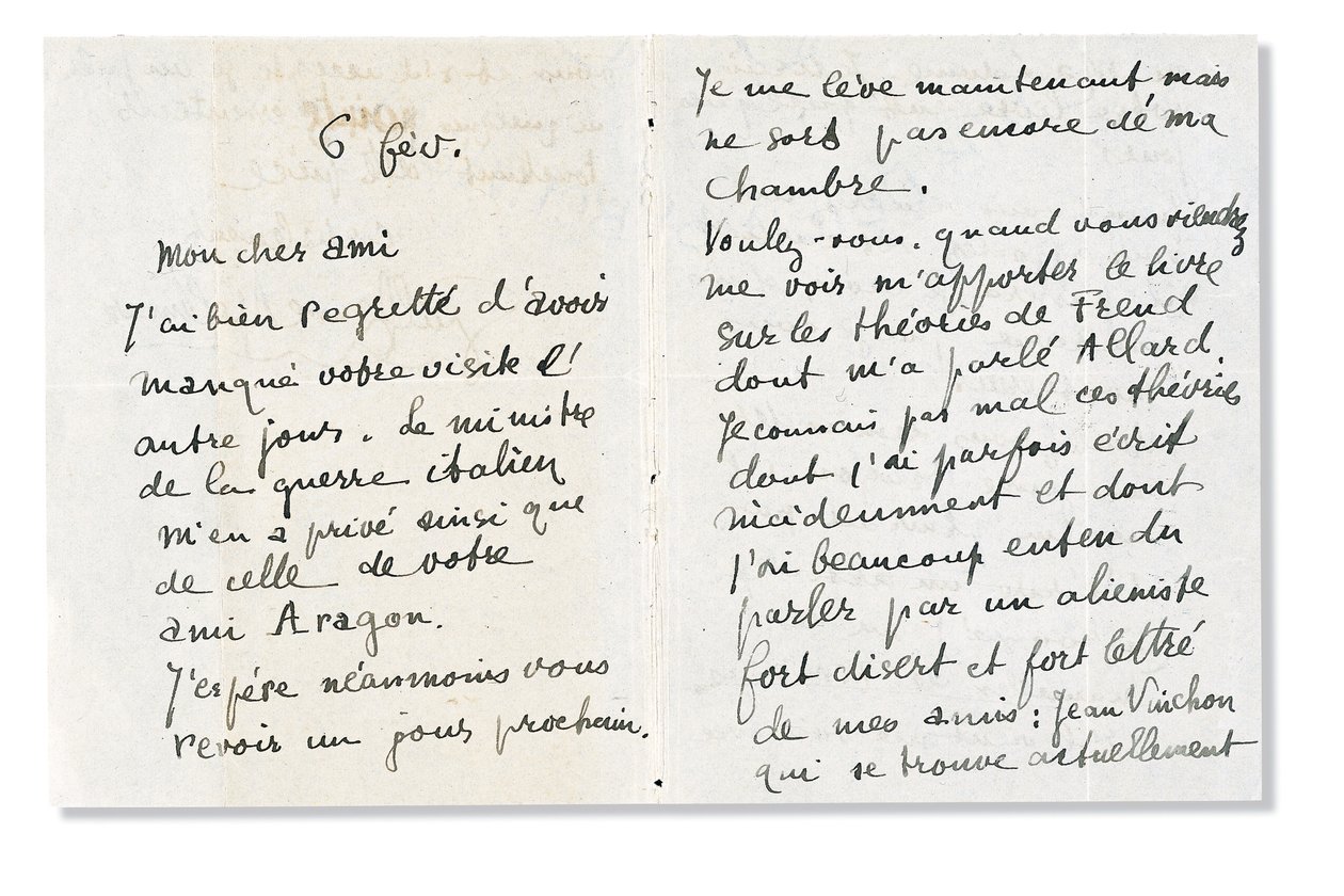 Andre Bretonnak aláírt autogramlevél, 1918. február 6 alkotó: Guillaume Apollinaire