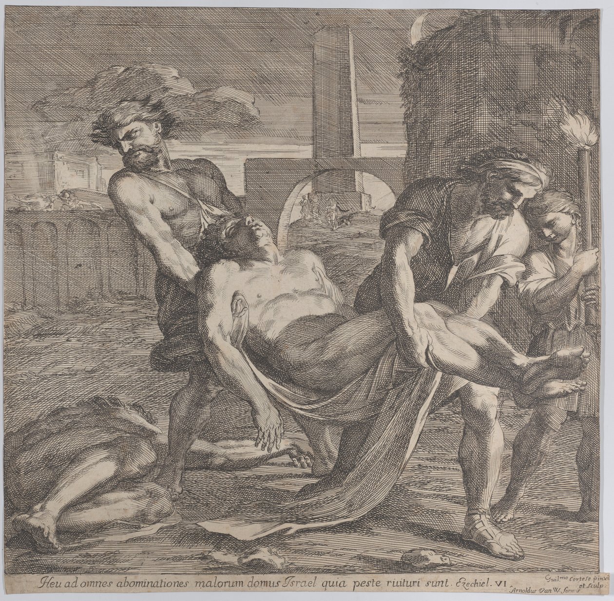 Abdon és Sennen az ókeresztény mártírokat eltemetésre viszi, 1650-60. alkotó: Guillaume Courtois