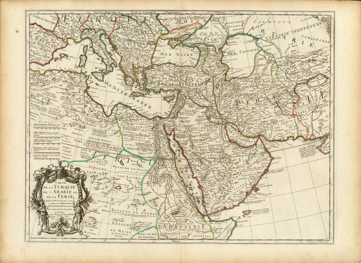 1701 Guillaume Delisle térképe az Oszmán és Perzsa Birodalomról (kivágva) alkotó: Guillaume Delisle