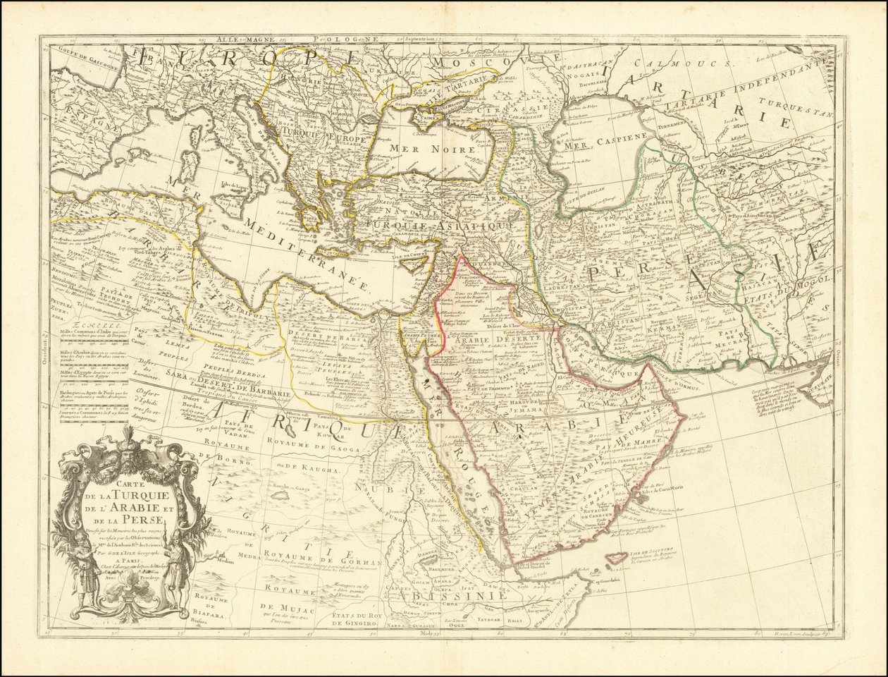1701-es térkép - Törökország, Arábia és Perzsia térképe alkotó: Guillaume Delisle