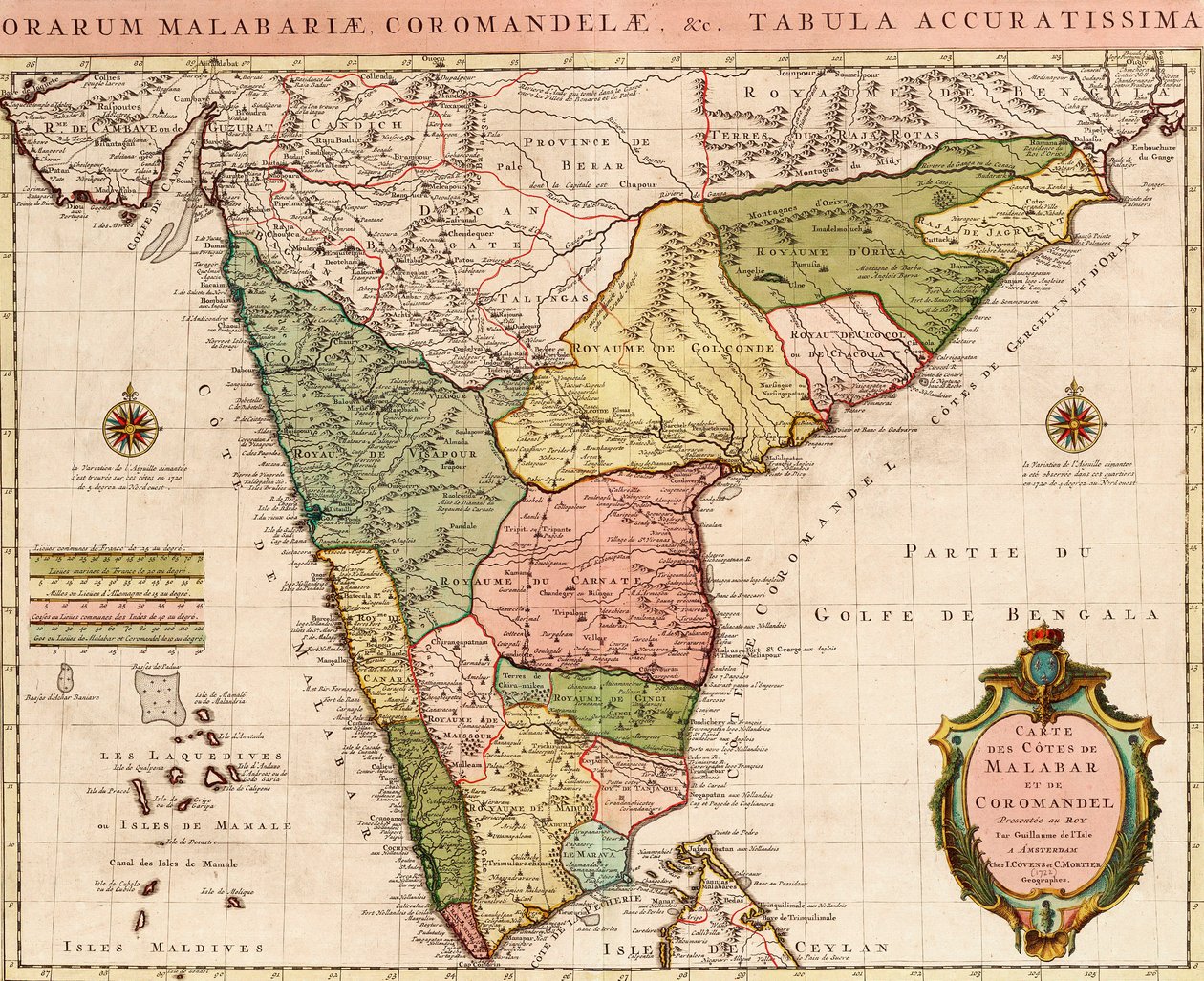 Az Indiai-óceán térképe, 1722 körül (színes metszet) alkotó: Guillaume Delisle