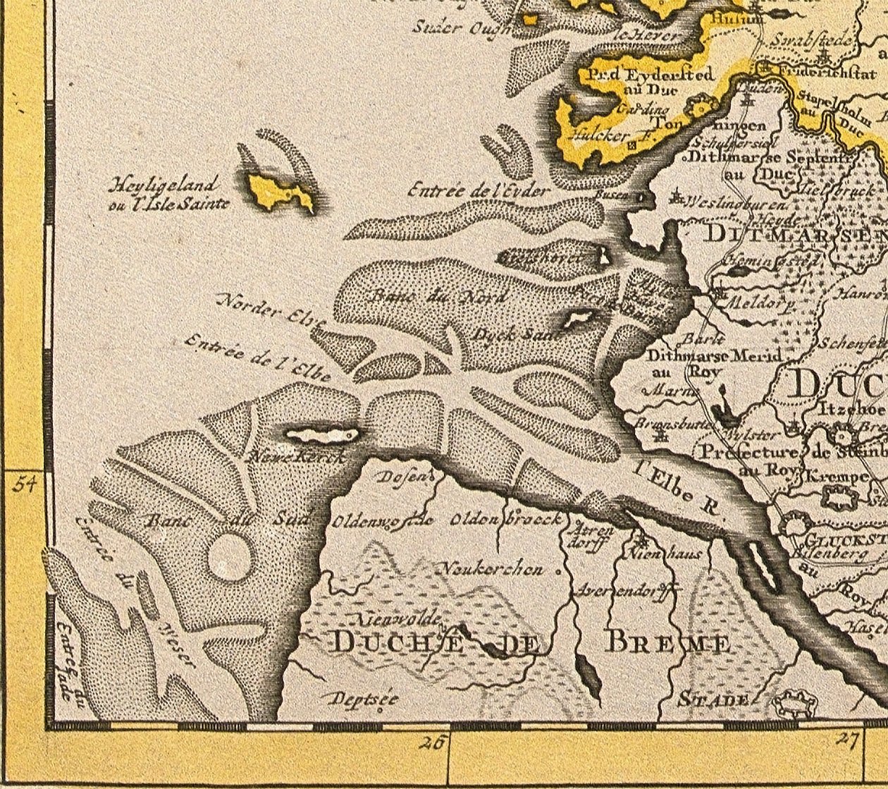 Helgoland részlete Dánia térképéről, 1730 alkotó: Guillaume Delisle