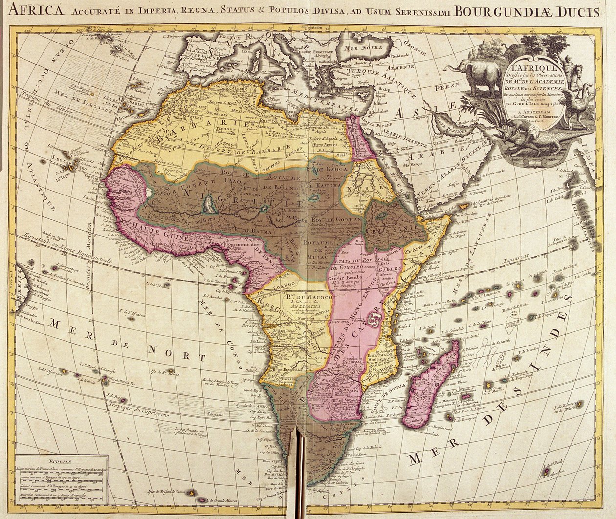 Afrika térképe (rézkarc alkotó: Guillaume Delisle