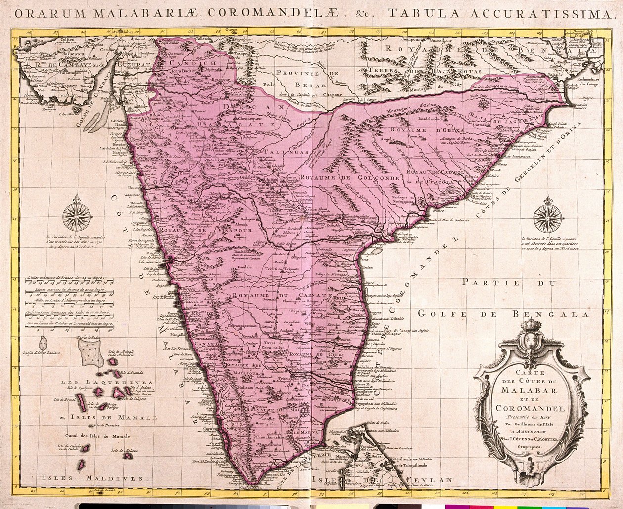 Coromandel és Malabar (India) térképe (rézkarc alkotó: Guillaume Delisle