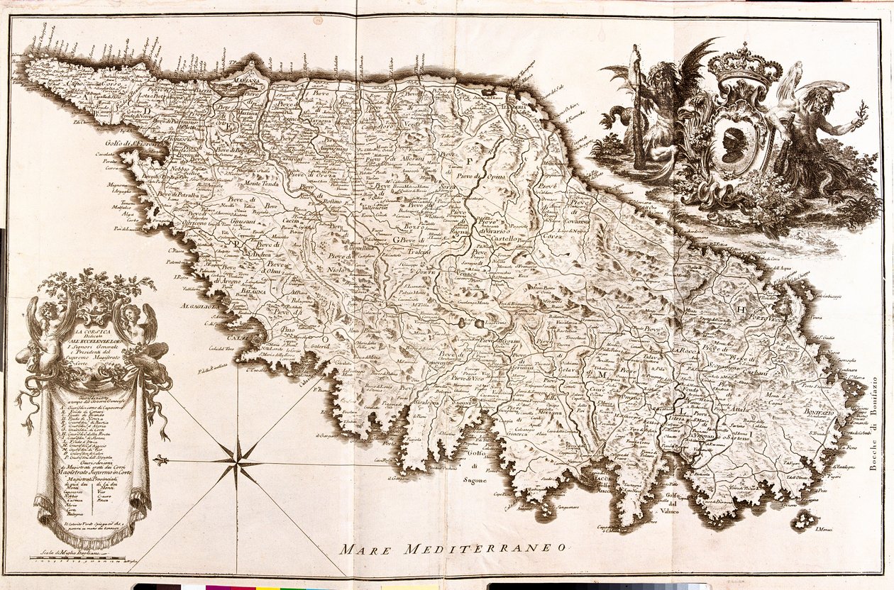 Korzika térképe (Franciaország) (rézkarc alkotó: Guillaume Delisle