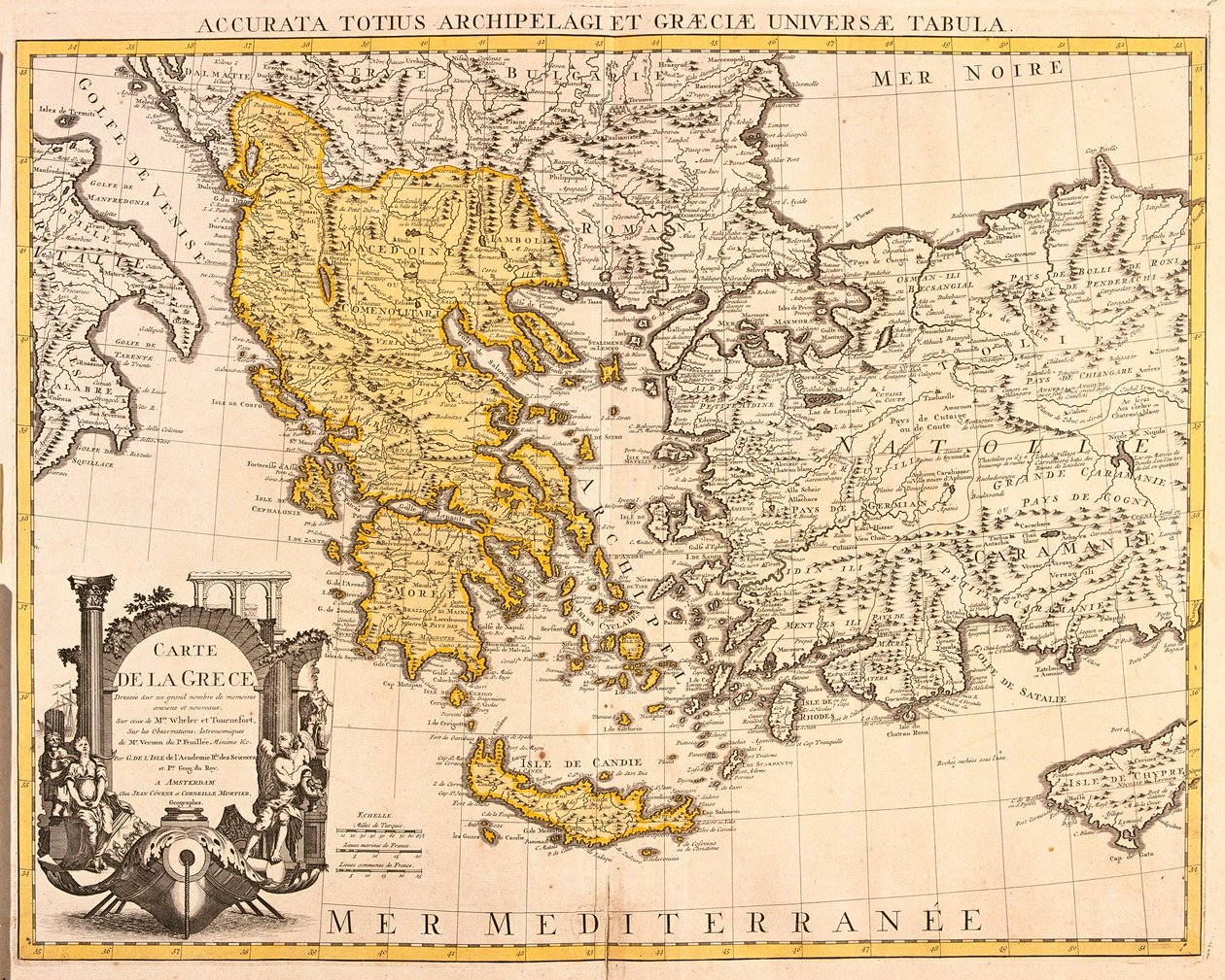 Görögország térképe (rézkarc alkotó: Guillaume Delisle