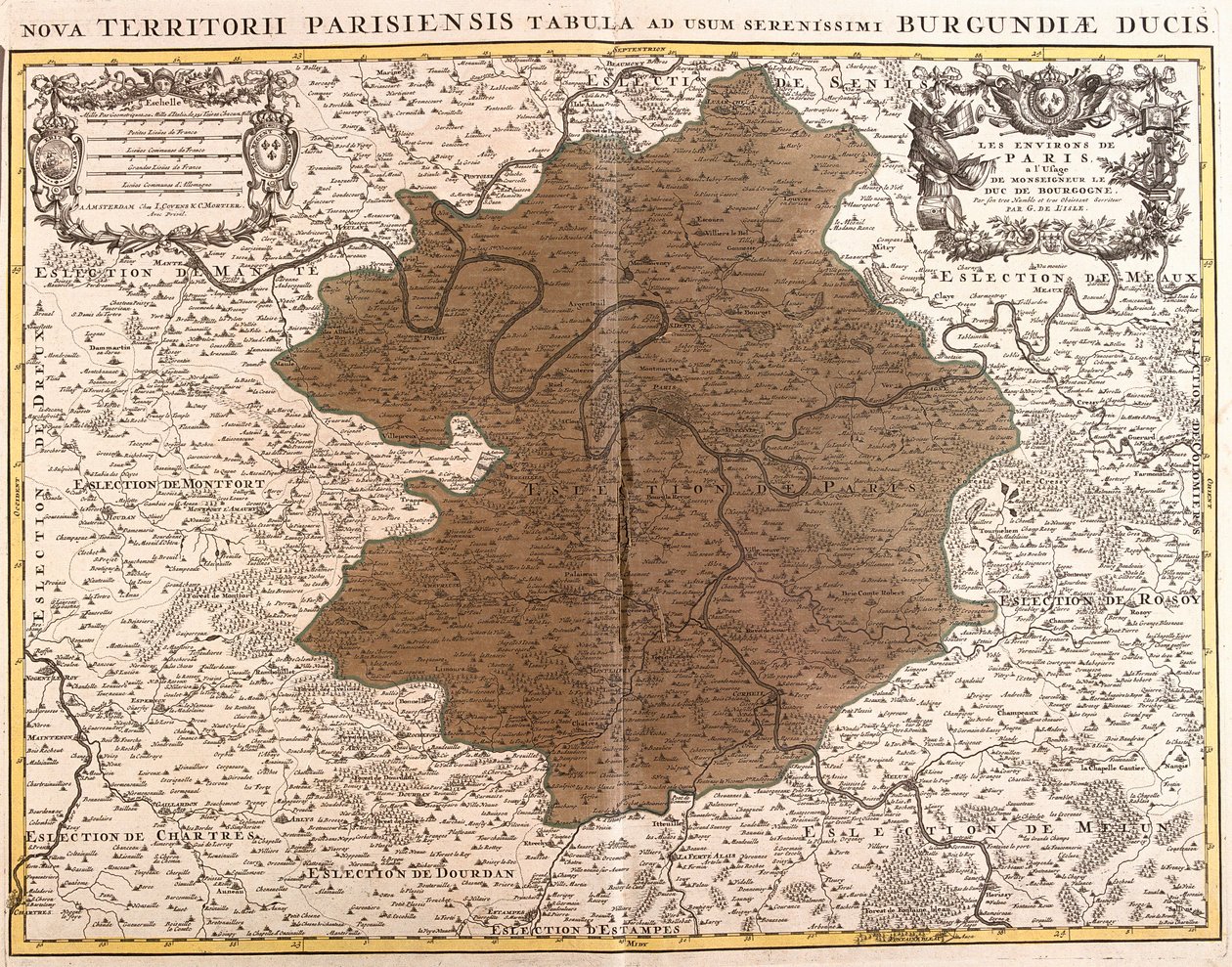 Az Ile de France térképe (rézkarc alkotó: Guillaume Delisle