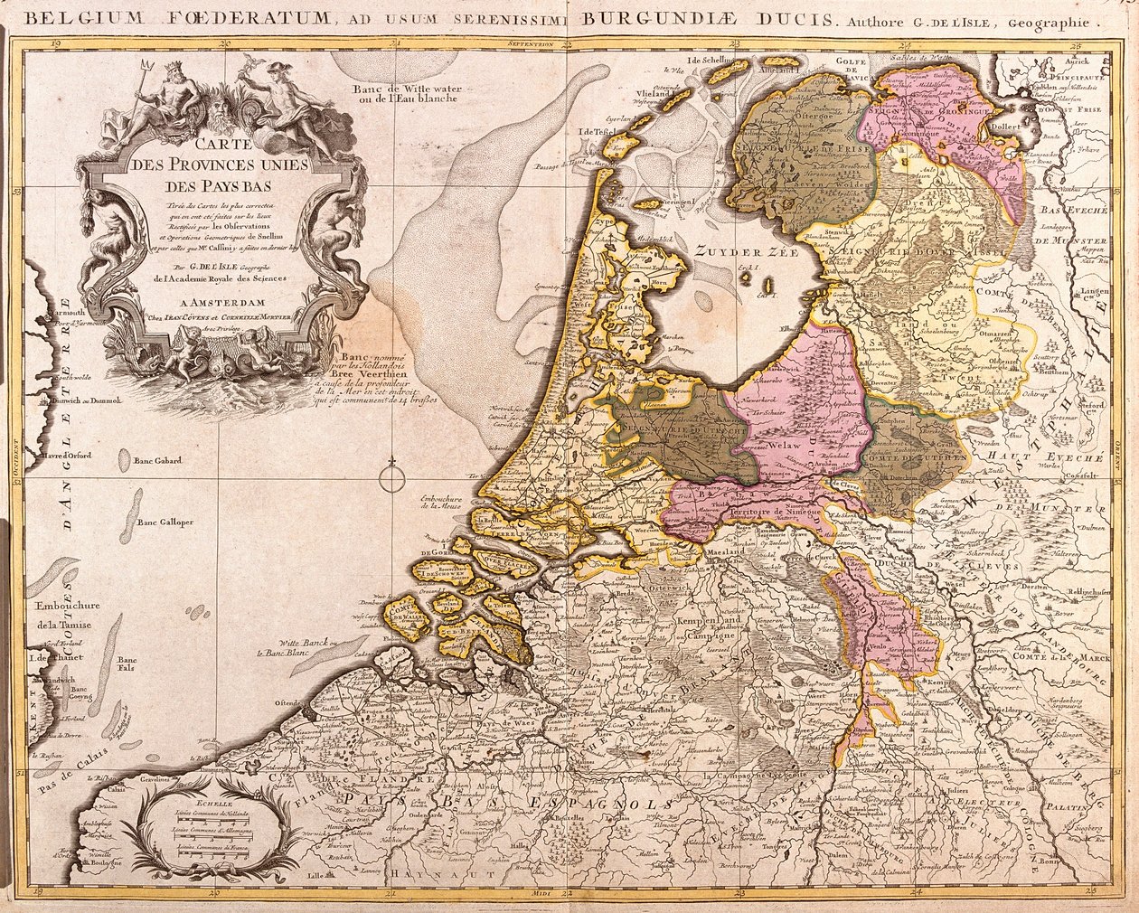 Hollandia Egyesült Tartományainak térképe (rézkarc alkotó: Guillaume Delisle