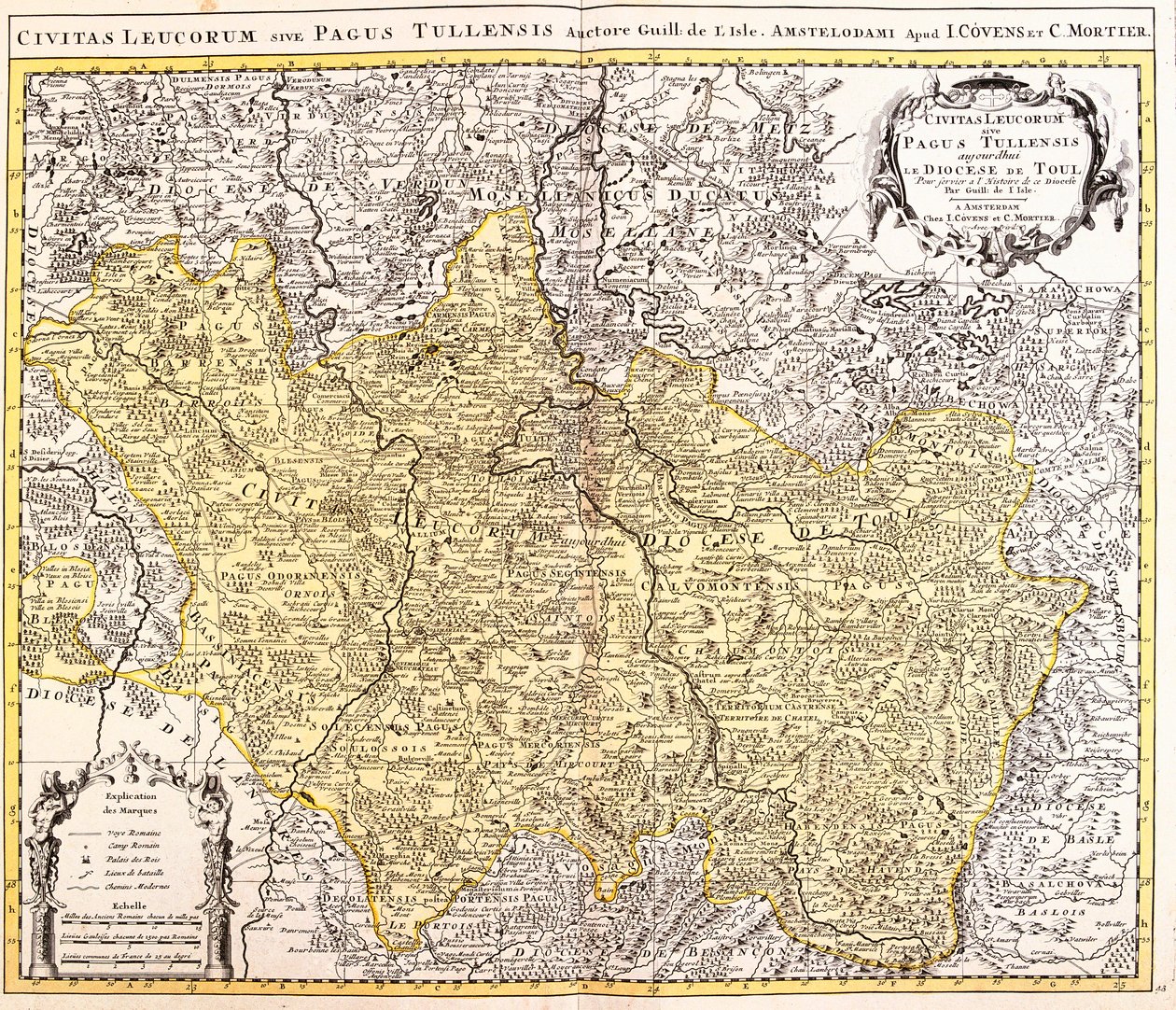 Toul egyházmegye térképe (Lotaringia, Franciaország) (metszet) alkotó: Guillaume Delisle