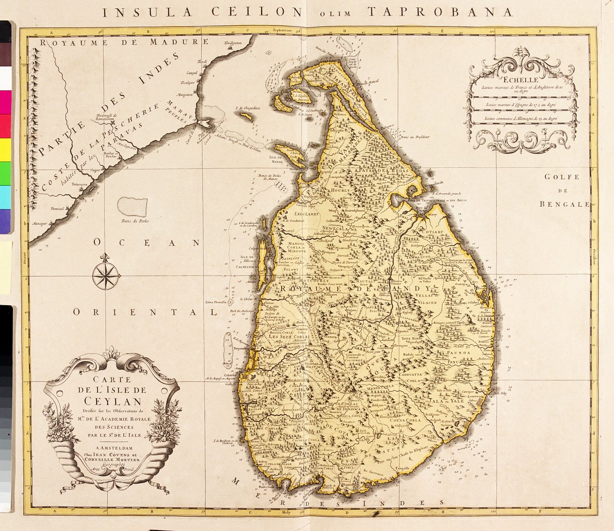 Ceylon szigetének térképe (Sri Lanka) (rézkarc alkotó: Guillaume Delisle