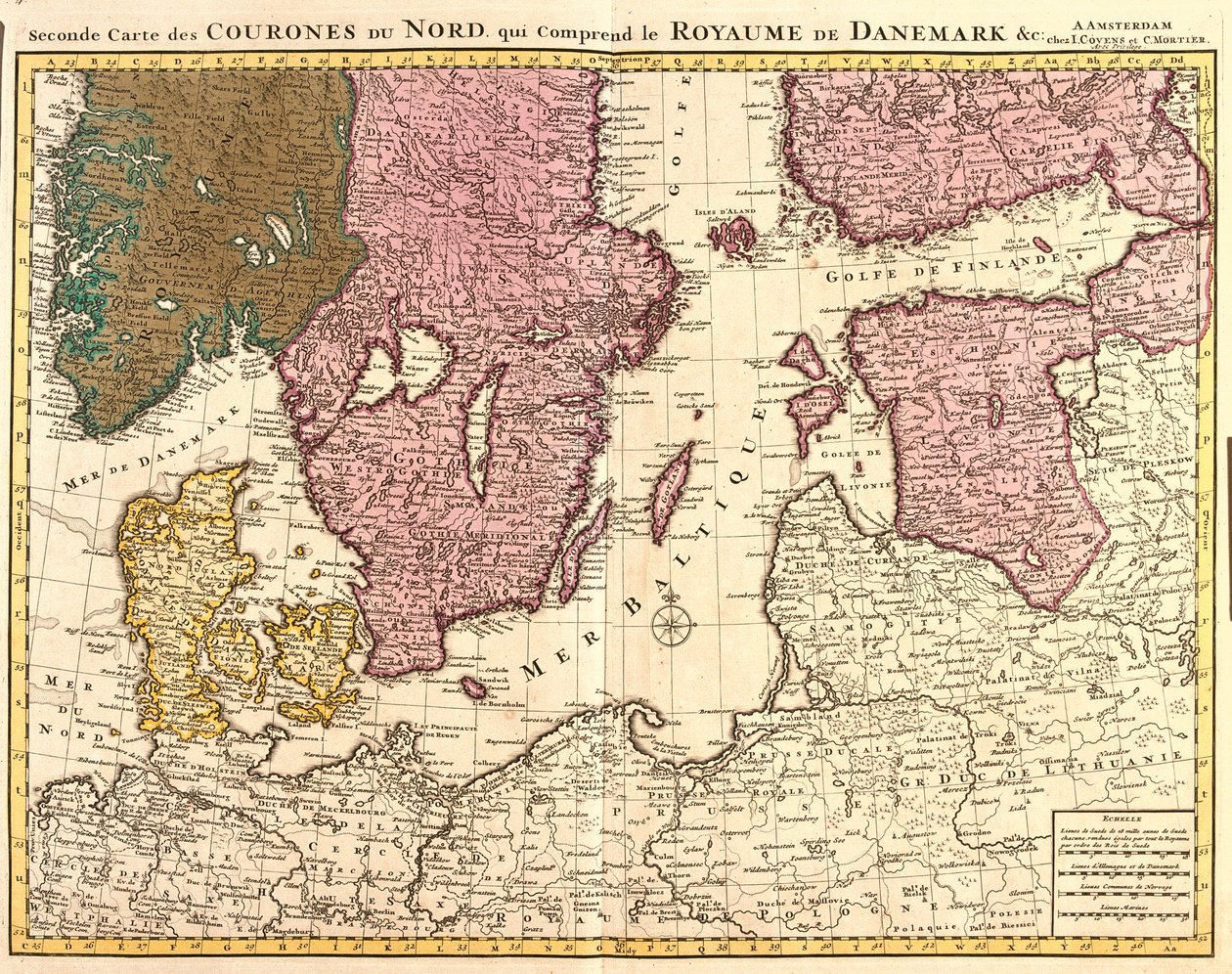 Az északi királyságok (Dánia, Svédország, Norvégia és Finnország) térképe (rézkarc alkotó: Guillaume Delisle