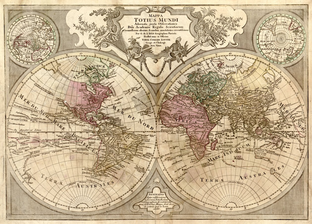 Mappa totius mundi - adornata juxta observationes dnn. academiae regalis scientiarum et nonnullorum aliorum secundum annotationes recentissimas LOC 2006627254 alkotó: Guillaume Delisle