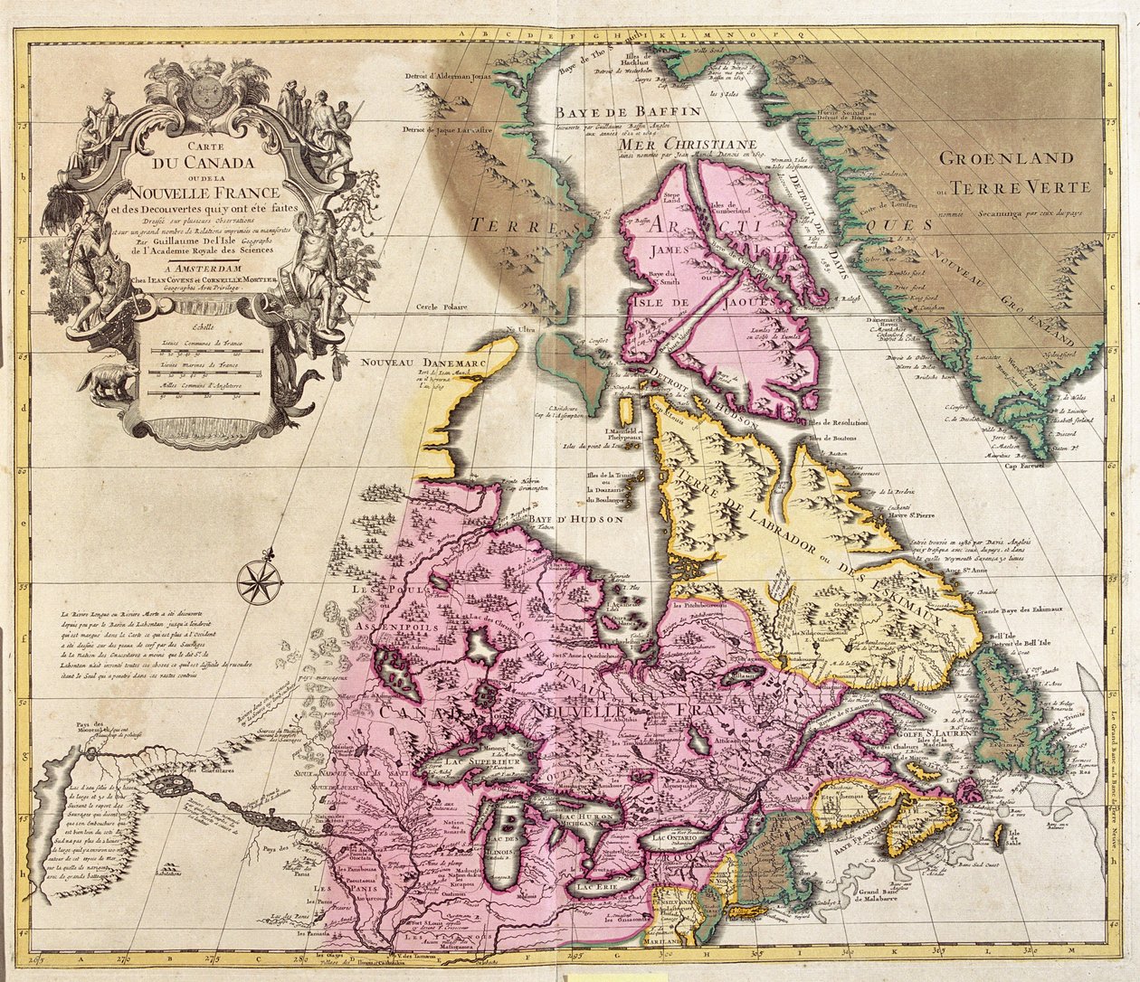 Ontario, Québec, Új-Skócia, Új-Brunswick, Manitoba, Nunavut, Prince Edward-sziget, Új-Fundland és Labrador, Kanada, Grönland. alkotó: Guillaume Delisle