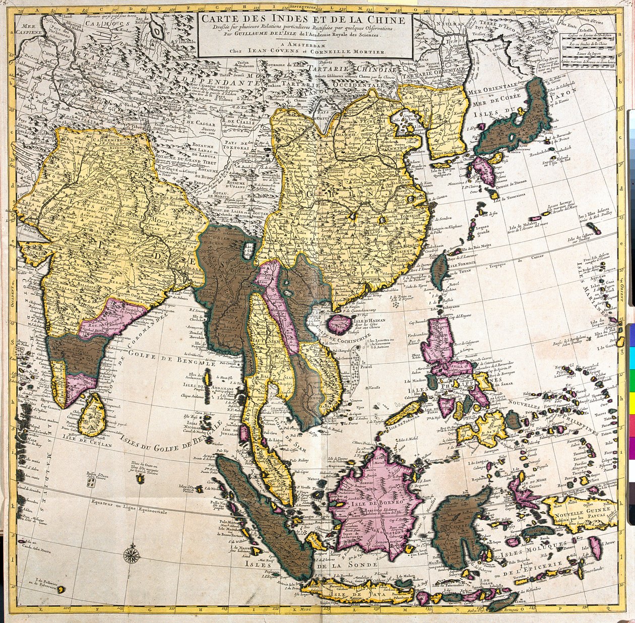 Pakisztán, India, Nepál, Bhután, Banglades, Srí Lanka, Kelet-Kína, Észak-Korea, Dél-Korea, Japán, Burma, Thaiföld, Laosz, Vietnam, Kambodzsa, Indonézia, Fülöp-szigetek, Malajzia. alkotó: Guillaume Delisle