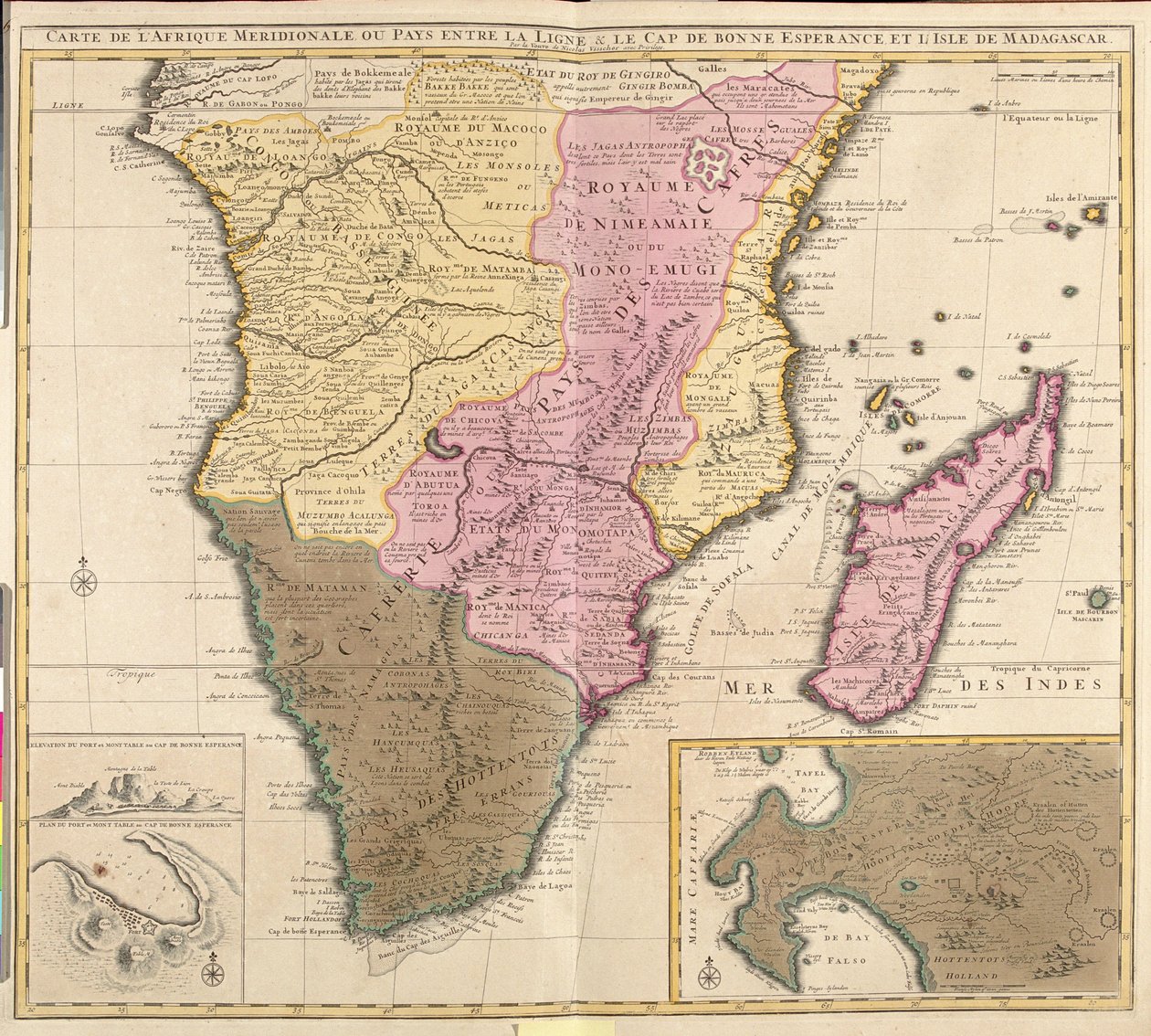 Dél-Gabon, a Kongói Köztársaság nagy része (kivéve észak), a Kongói Demokratikus Köztársaság nagy része (kivéve észak), Uganda nagy része (kivéve észak), Kenya nagy része (kivéve észak), Dél-Szomália, Ruanda, Burundi, Tanzánia, Anglia. alkotó: Guillaume Delisle