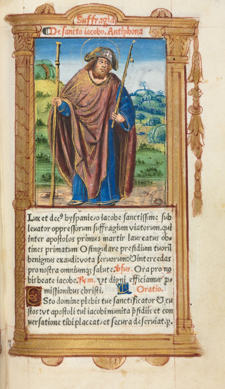 Nyomtatott Órakönyv (római használatban): fol. 100r, Nagy Szent Jakab alkotó: Guillaume Le Rouge