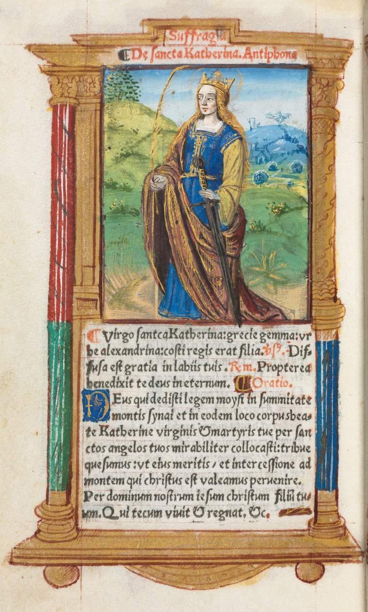 Nyomtatott Órakönyv (római használat): fol. 109v, Szent Katalin alkotó: Guillaume Le Rouge