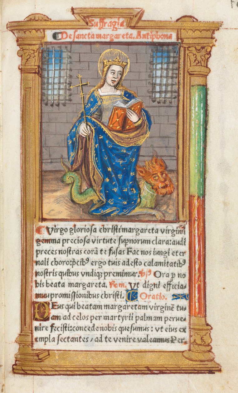 Nyomtatott Órakönyv (római használat): fol. 110r, Szent Margit alkotó: Guillaume Le Rouge