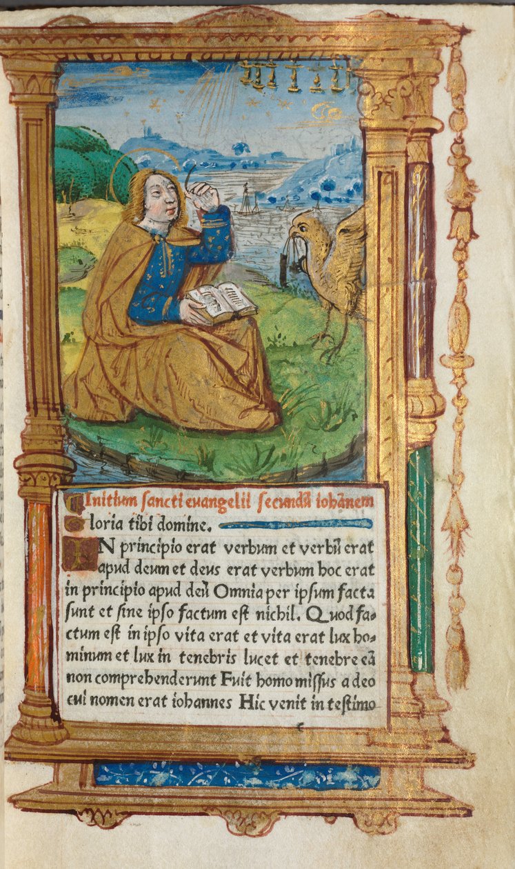 Nyomtatott Órakönyv (római használat): fol. 17r, Patmosi Szent János alkotó: Guillaume Le Rouge