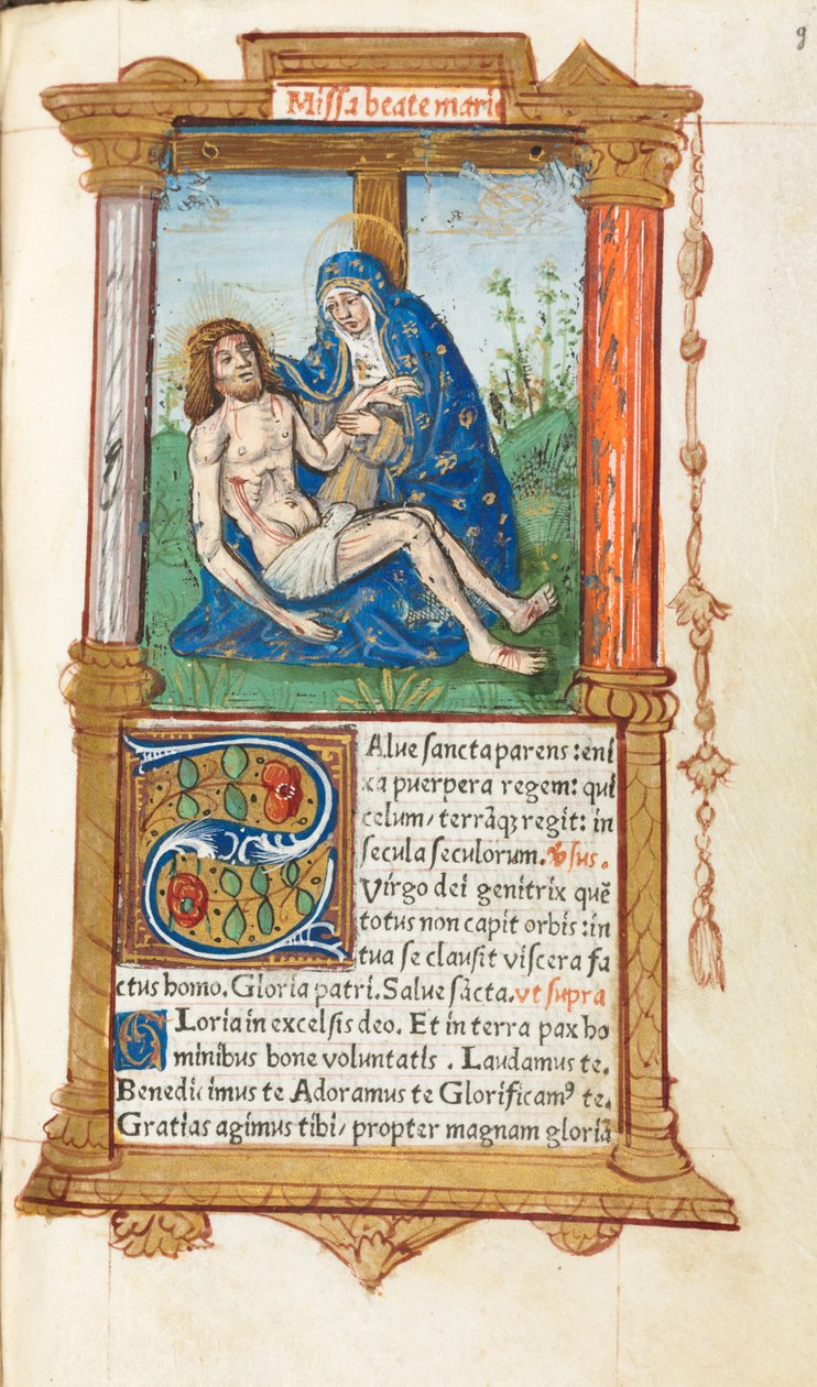 Nyomtatott Órakönyv (római használat): fol. 53r, Pieta alkotó: Guillaume Le Rouge