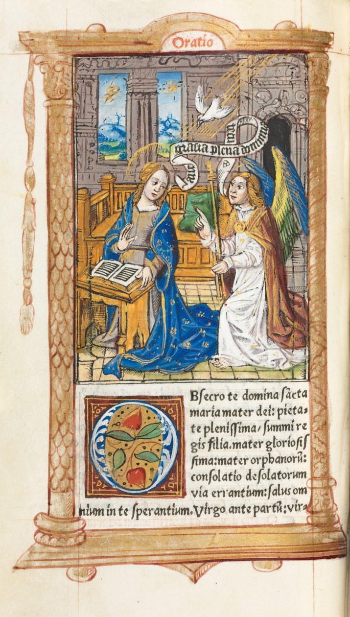 Nyomtatott Órakönyv (római használat): fol. 60v, A mennybemenetel alkotó: Guillaume Le Rouge