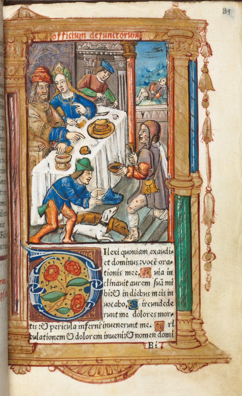 Nyomtatott Órakönyv (római használat): fol. 73r, Lázár alkotó: Guillaume Le Rouge