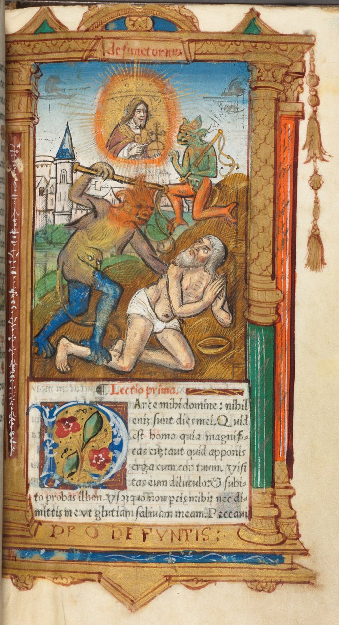 Nyomtatott Órakönyv (római használat): fol, 78r, Job alkotó: Guillaume Le Rouge