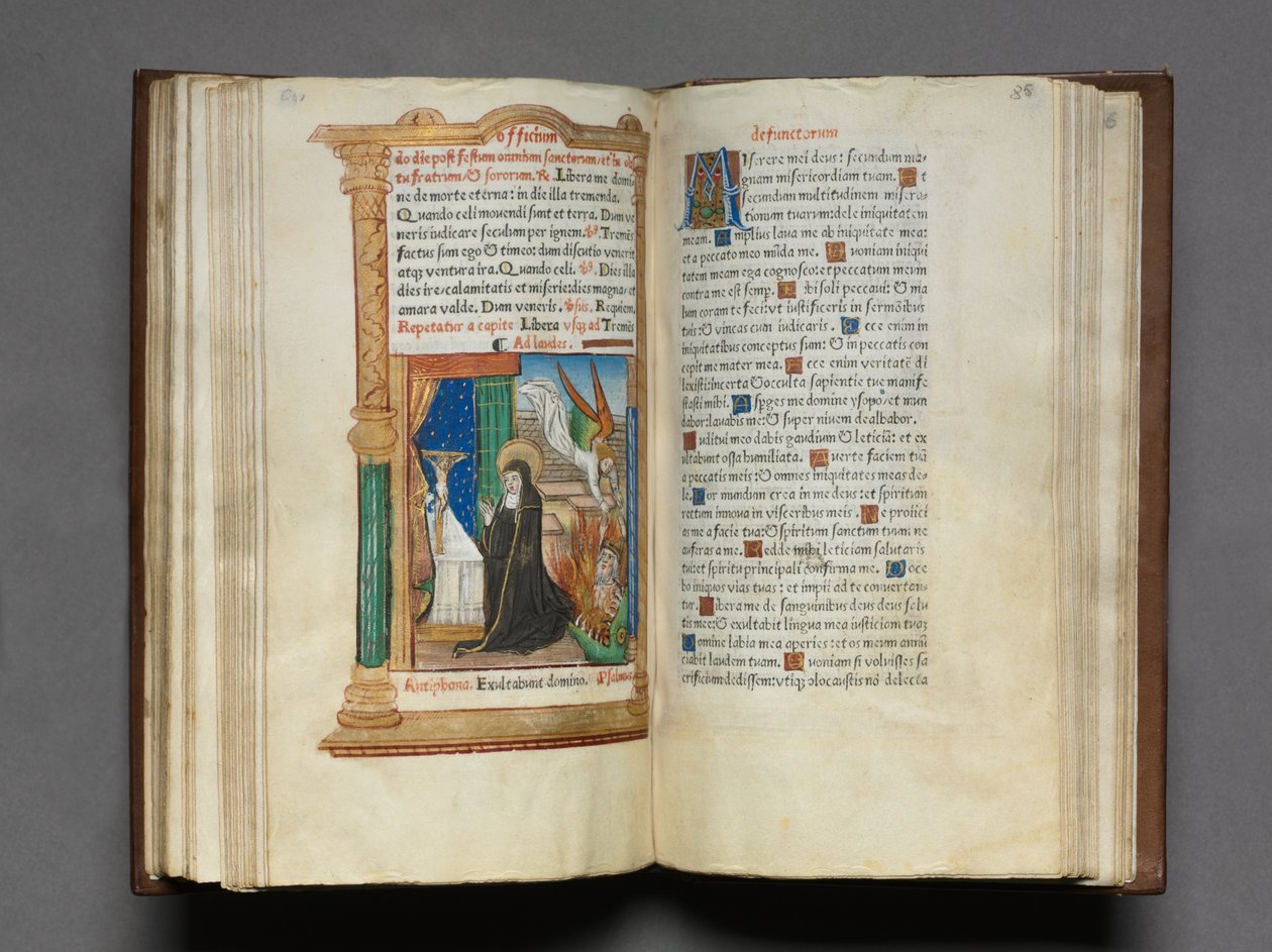 Nyomtatott Órakönyv (római használat): fol. 85r, domonkos apáca alkotó: Guillaume Le Rouge