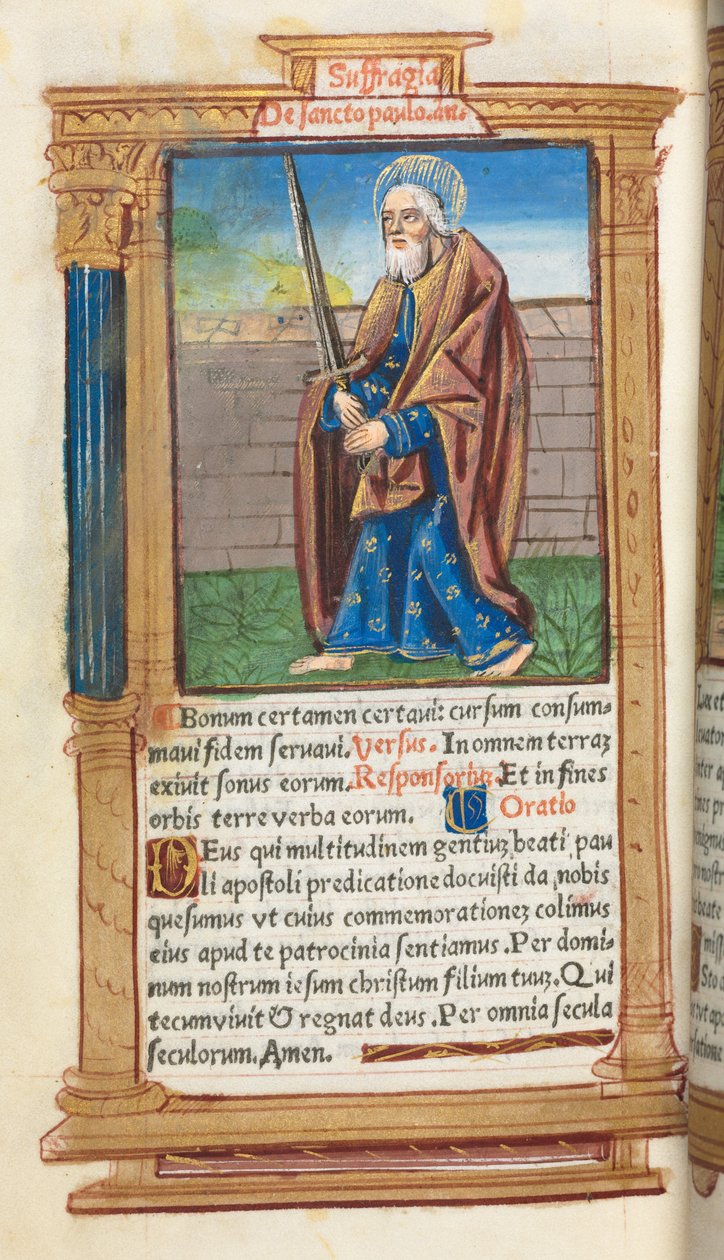 Nyomtatott Órakönyv (római használatban): fol. 99v, Szent Pál alkotó: Guillaume Le Rouge