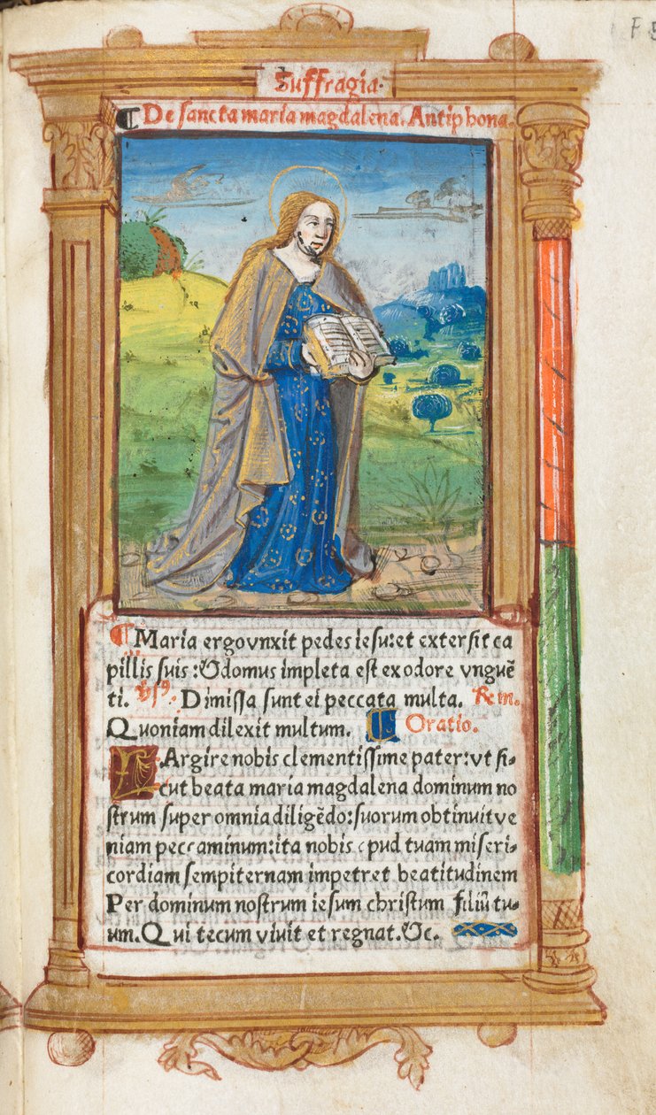 Nyomtatott órakönyv Róma használata: fol. 109r, Mária Magdolna, 1510. alkotó: Guillaume Le Rouge