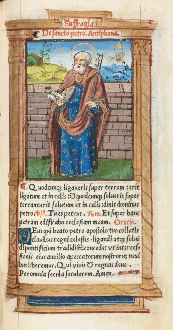 Nyomtatott órakönyv Róma használata: fol. 99r, Szent Péter, 1510. alkotó: Guillaume Le Rouge