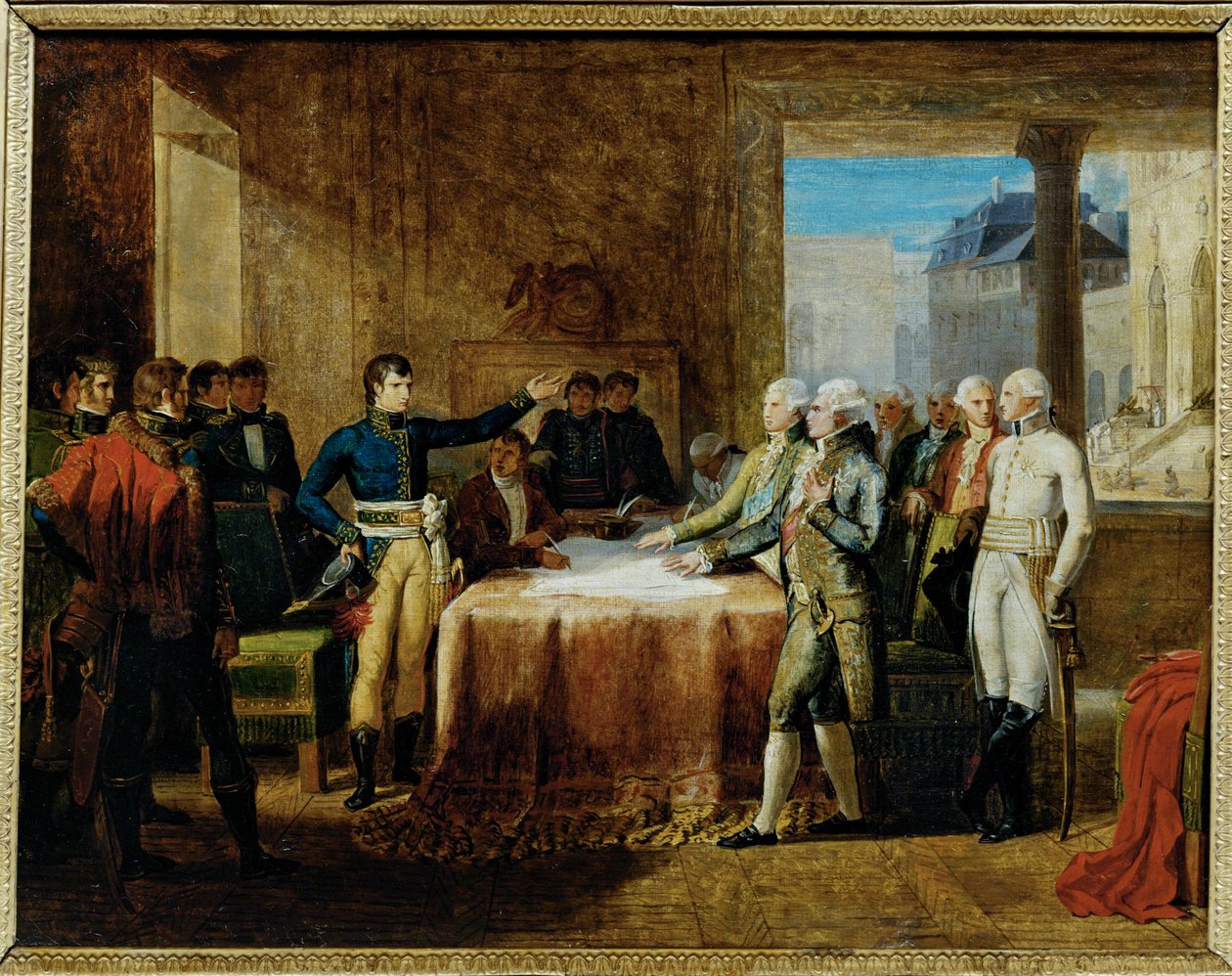 A Leobenben aláírt béke előzményei ... (festmény, vászon) alkotó: Guillaume Lethiere