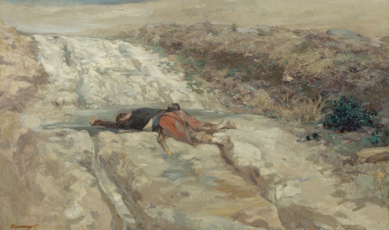 1870-es háborús jelenet: halott katona a csatatéren, 1870 körül (olaj, vászon) alkotó: Guillaume Regamey