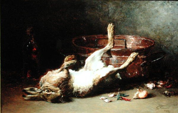 Csendélet nyúllal és üsttel, 1886 alkotó: Guillaume Romain Fouace