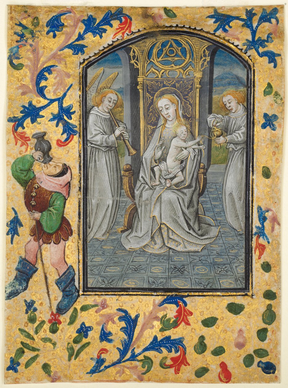 Levél az órák könyvéből: Bemutató a templomban, c. 1470-1480. alkotó: Guillaume Vrelant