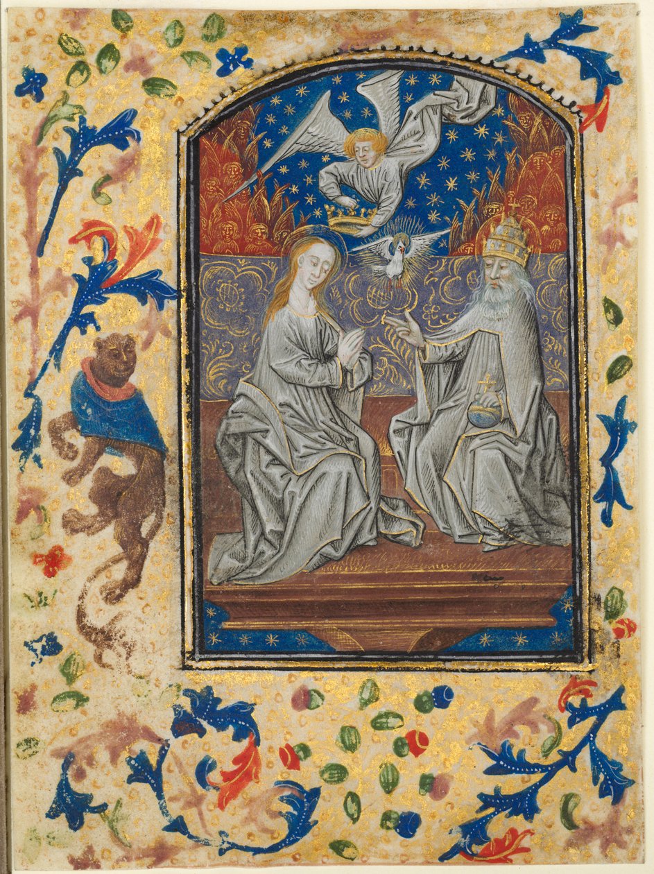 Levél az órák könyvéből: Szűz és gyermek trónolt, c. 1470-1480. alkotó: Guillaume Vrelant