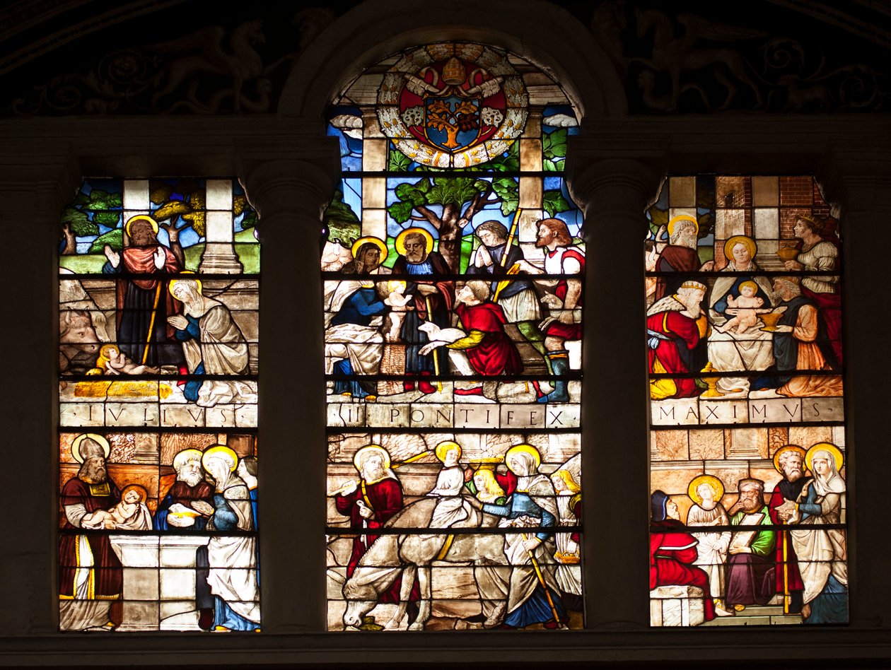 Marcillat Vilmos (1470-1529) epizódja: Jézus élete ólomüveg 1509 A Santa Maria del Popolo-bazilika kórusa, Róma alkotó: Guillaume de  Marcillat