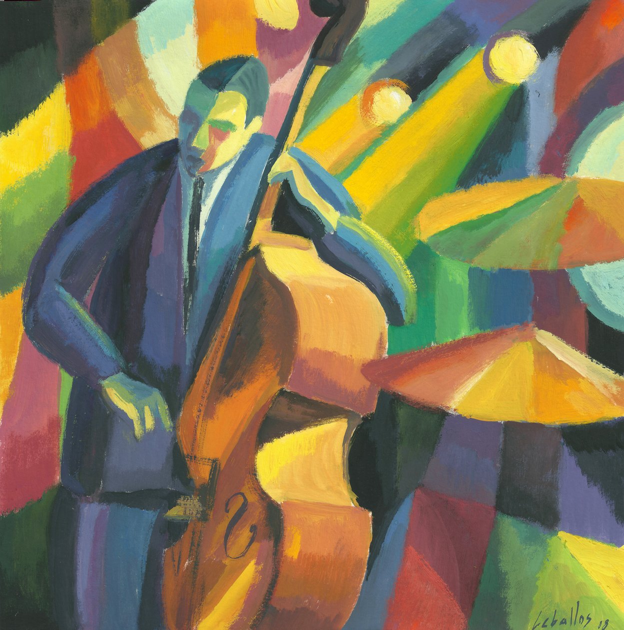 Kontrabasszusgitáros, 2008 (gouache, papír) alkotó: Guillermo Martí Ceballos