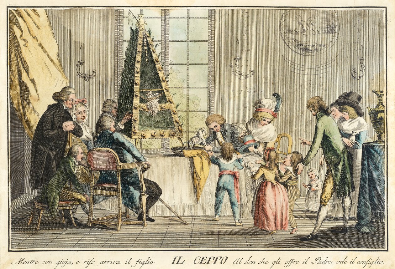 Il Ceppo "játékokból, vacsorákból és éves bulikból, amelyeket Toszkánában és különösen Firenzében rendeznek, pub. 1790 alkotó: Guiseppe Piatolli