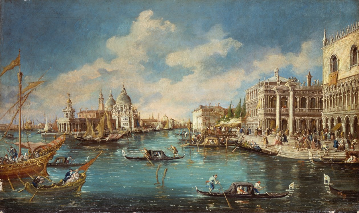 Üdvözlet templom a Riva degli Schiavoni felől nézve (sétány), készítette Giuseppe Ponga (1856-1925), olaj, vászon, 60x100 cm alkotó: Guiseppe Ponga