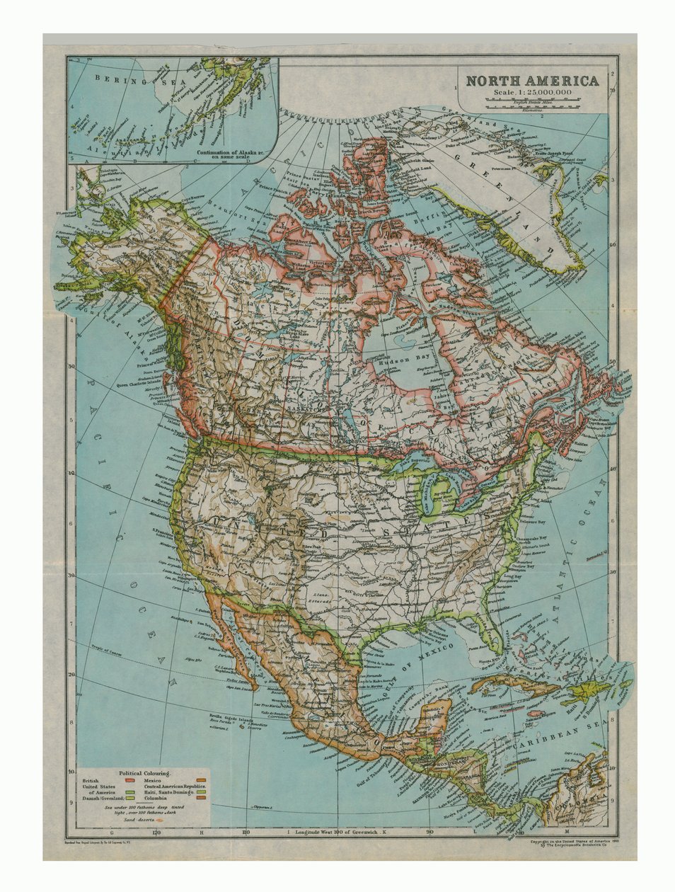 Észak-Amerika térképe, 1910 alkotó: Gull Engraving Company