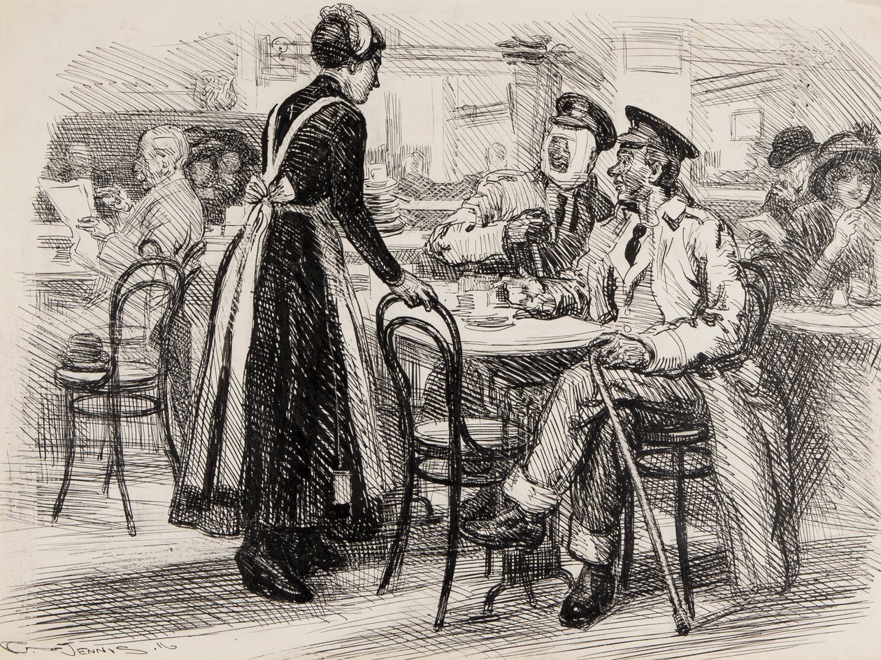 világháborús rajzfilm, valószínűleg Punch-hoz, 1916 (tintával papírra) alkotó: Gurnell Charles Jennis