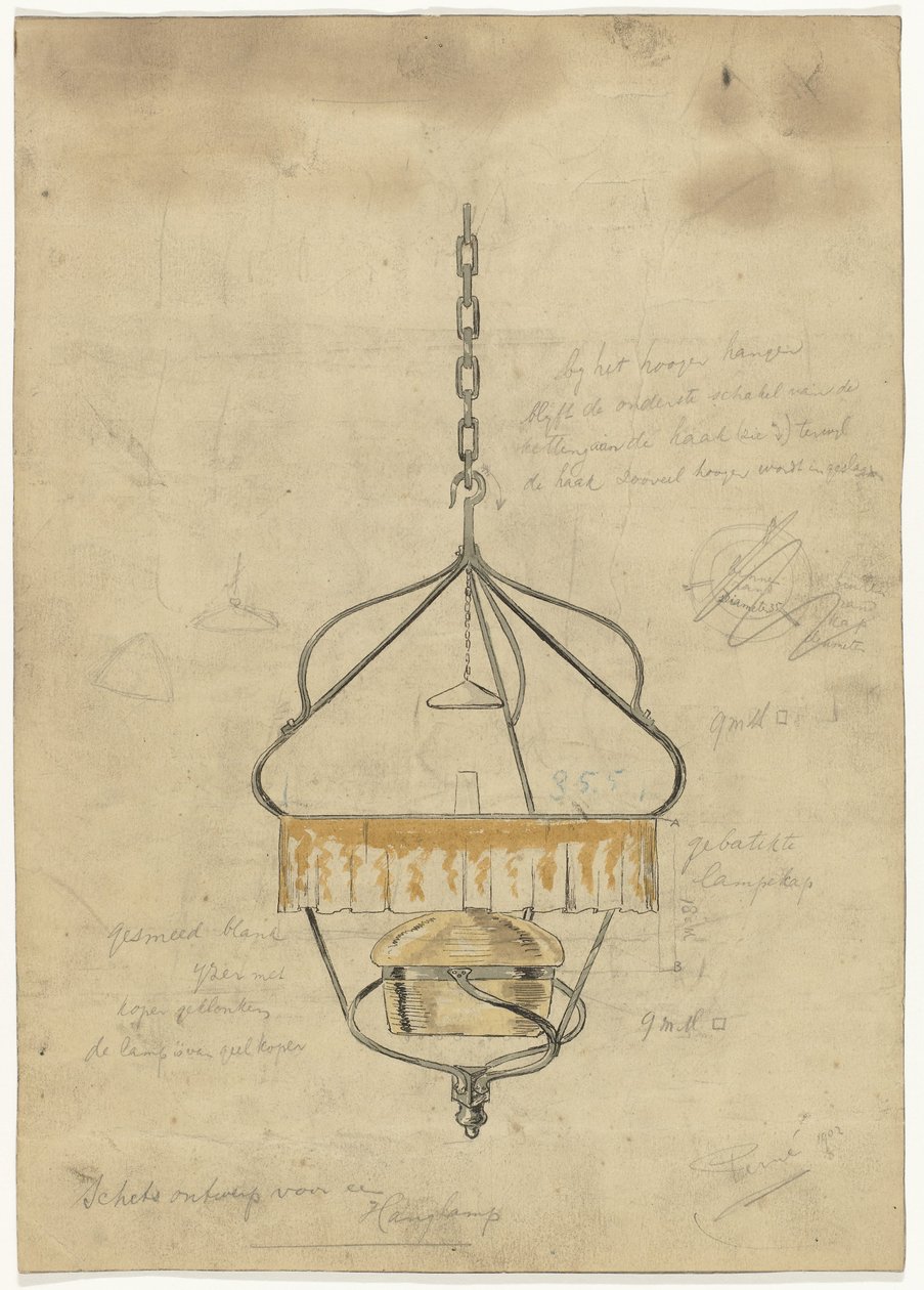 Függesztett lámpa kialakítása alkotó: Gust van de Wall Perné (signed by artist)