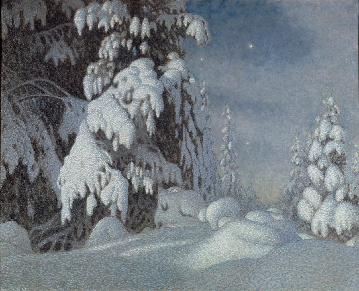 Téli holdfény, 1895 alkotó: Gustaf Fjaestad